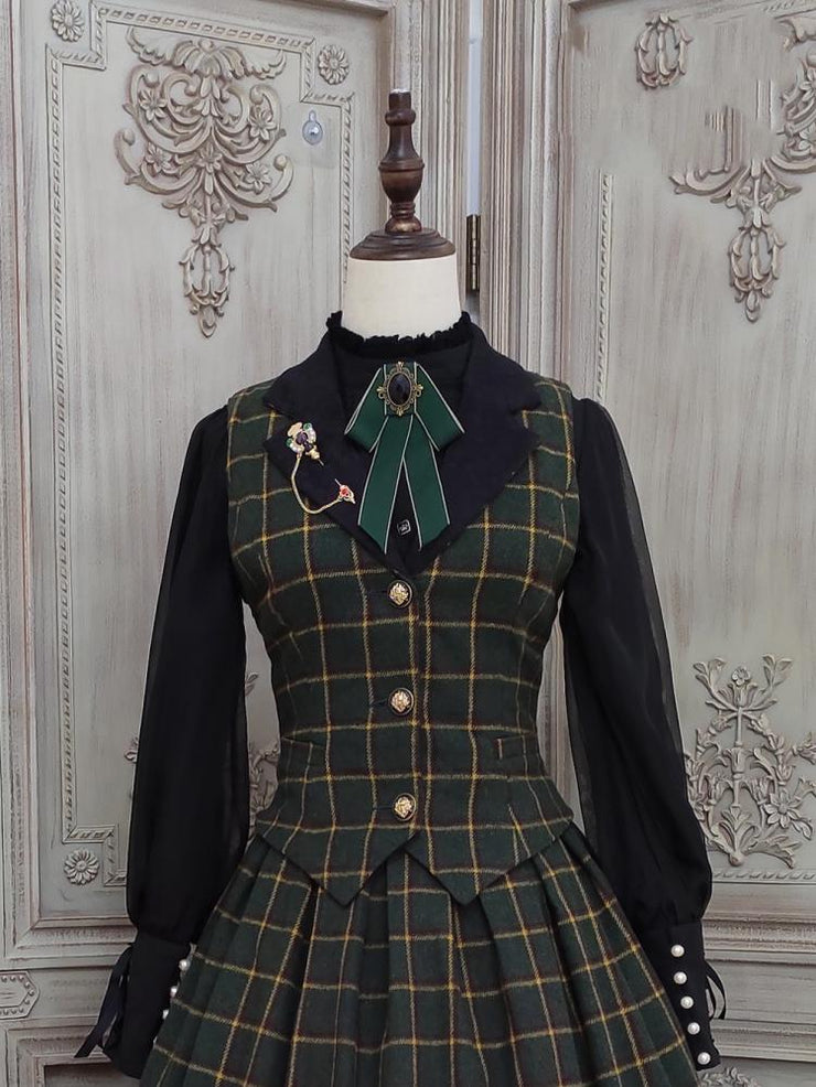 Rose Humanoid Plaid Pattern Lolita Waistcoat