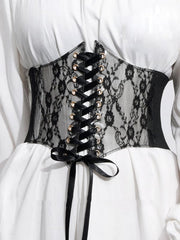 Lace-up Black/ White Lace Corset Belt