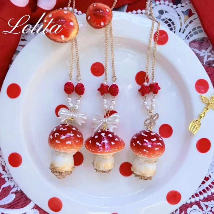 6 Options Handmade Sweet Mushroom Necklace