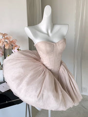 Pink Balletcore Puff Tube Dress with Big Bow Train