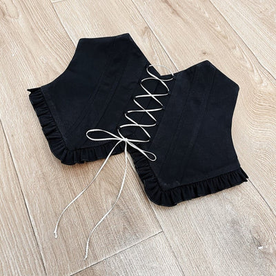 Lace-up Front Ruffle Trim Corset Belt