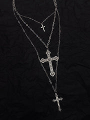 Gothic Silver Cross Necklace