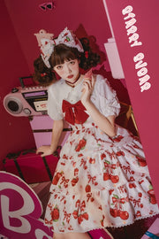 Cherry Berry Big Bow High Waist Lolita JSK