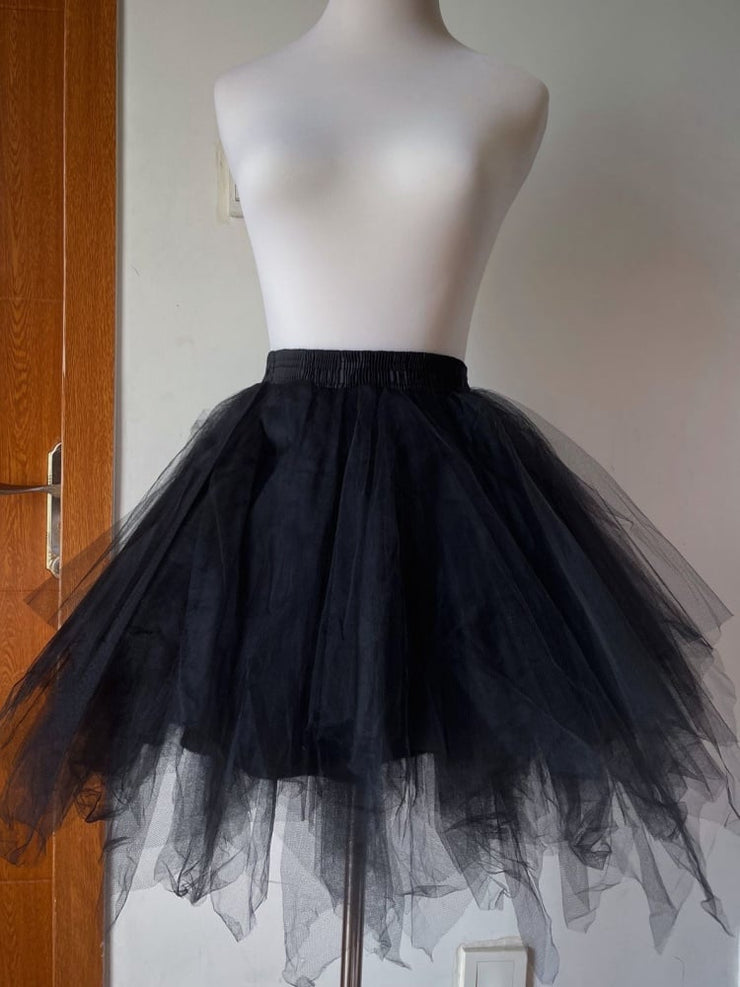 Black 45CM Asymmetrical A-line Shaped Petticoat