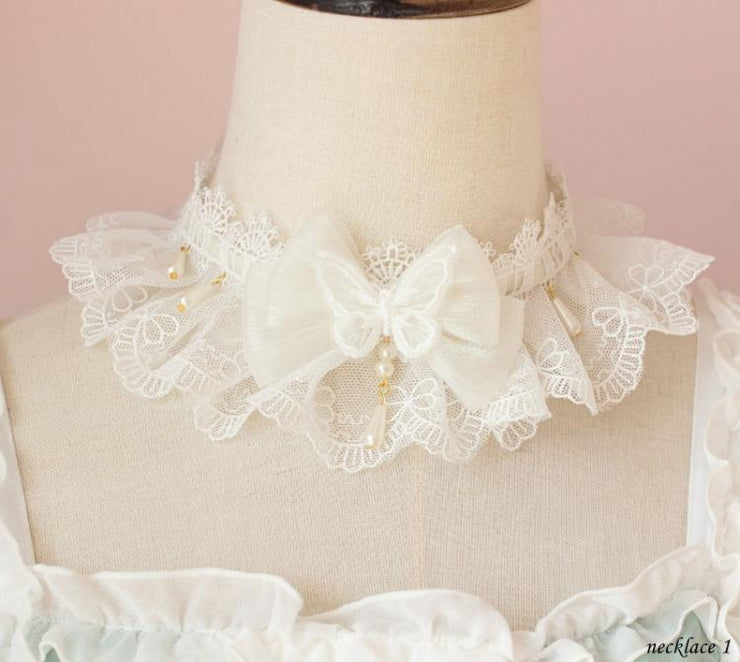 Miss Fulla Milk White Lace Butterfly Necklace/Hairclip/Hairband/KC/Train/Gloves