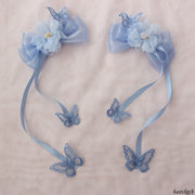 Miss Fulla Pink/Blue Handmade Butterfly Bowknot Floral Design KC/Hairclip/Necklace