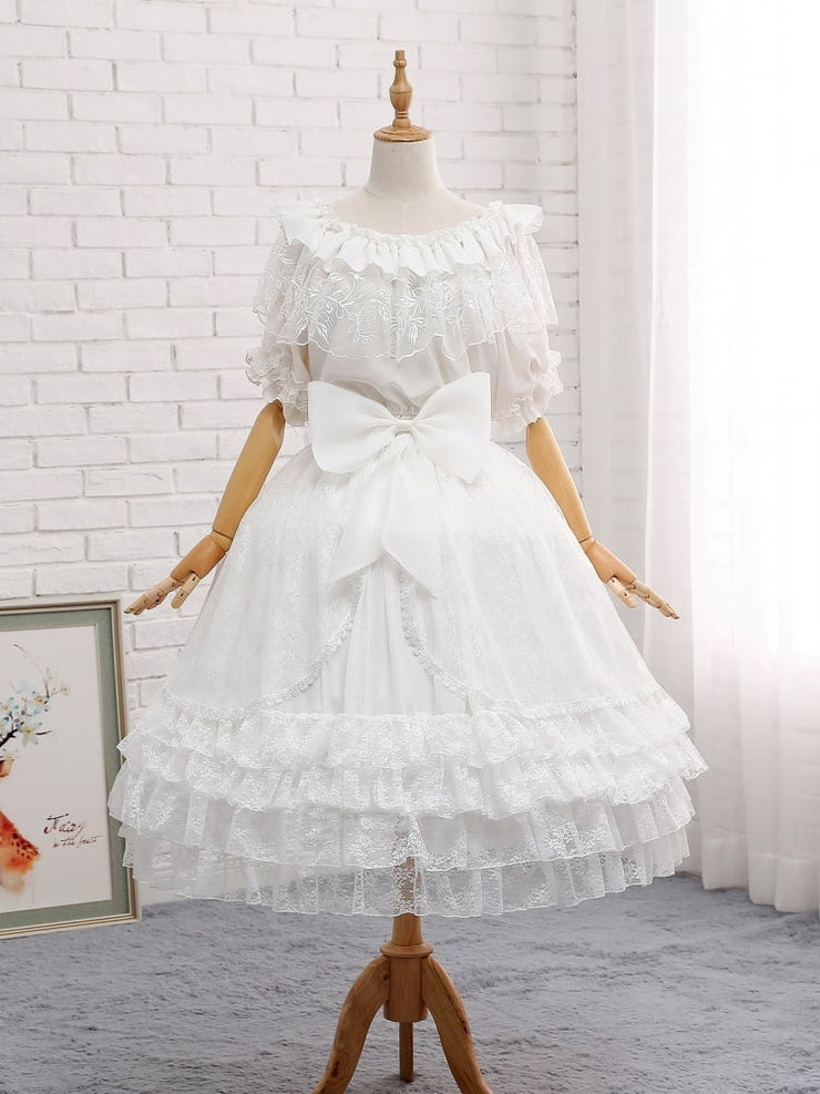 Gorgeous Bowknot Lace Removable Fishbone Hime Princess Petticoat