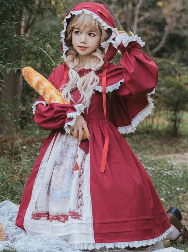 Little Red Riding Hood Hoodied Cape and Red Dress