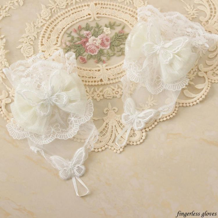 Miss Fulla Milk White Lace Butterfly Necklace/Hairclip/Hairband/KC/Train/Gloves