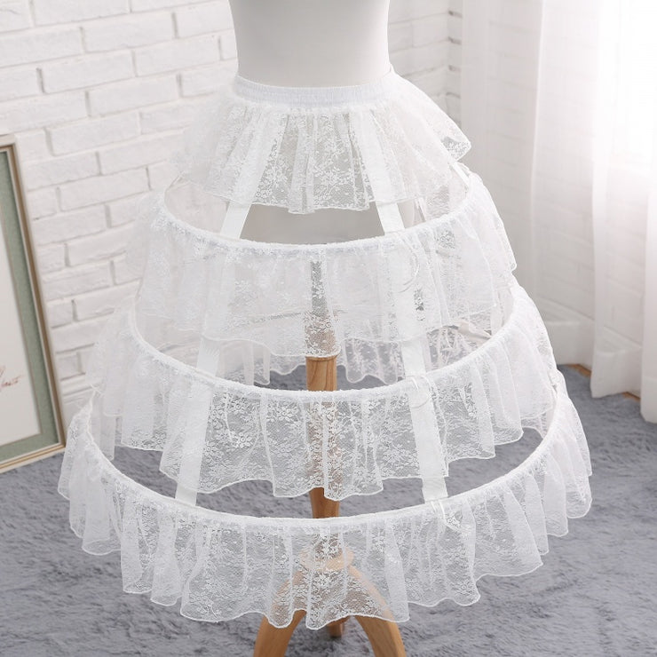 White Lace Adjustable Fish-bone Petticoat