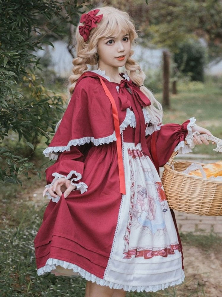 Little Red Riding Hood Hoodied Cape and Red Dress